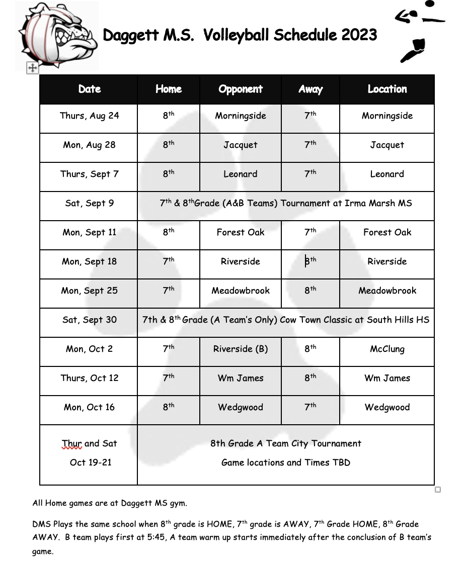 VB Schedule